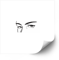 Thumbnail for Intense Gaze Eyes Sketch Sticker | Minimalist Anime Line Art Vinyl Decal