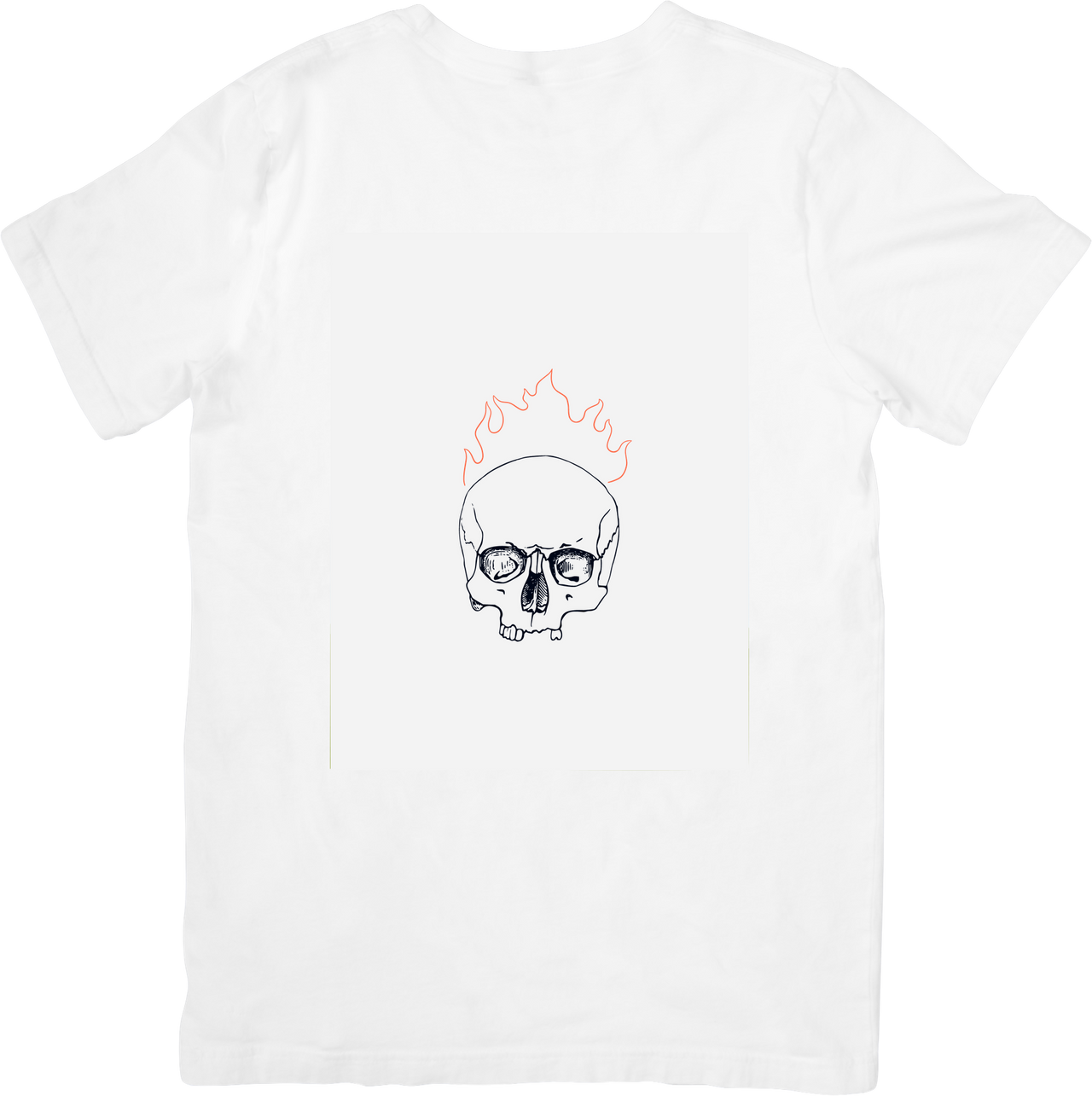 Flaming Skull Outline T-Shirt | Minimalist Gothic Graphic Tee