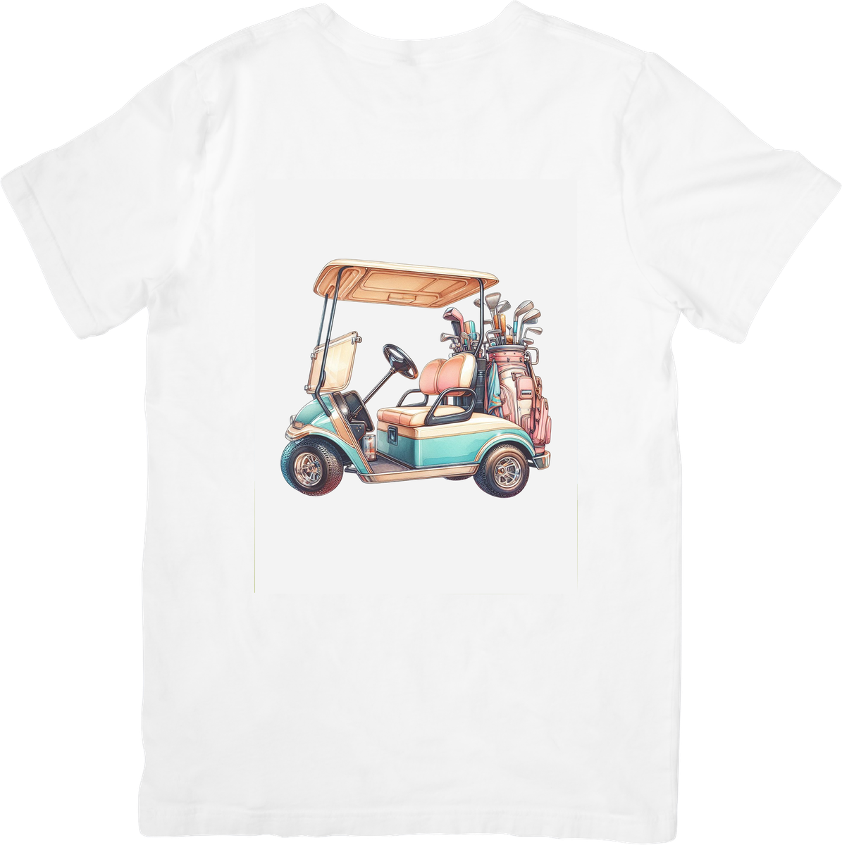 Watercolor Golf Cart T-Shirt | Cute Pastel Golfing Graphic Tee | Golfer Sports Gift