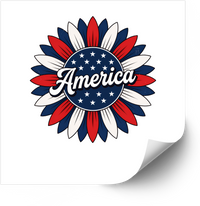 Thumbnail for America Sunflower Patriotic Sticker | Floral Red White Blue Fourth of July Vinyl Decal | Patriot Gift