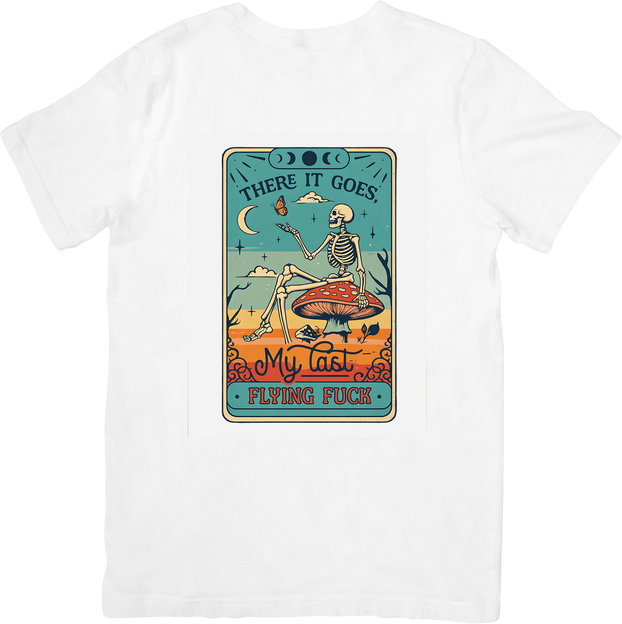 Skeleton Tarot Card Last Flying F T-Shirt | Funny Vintage Retro Graphic Tee