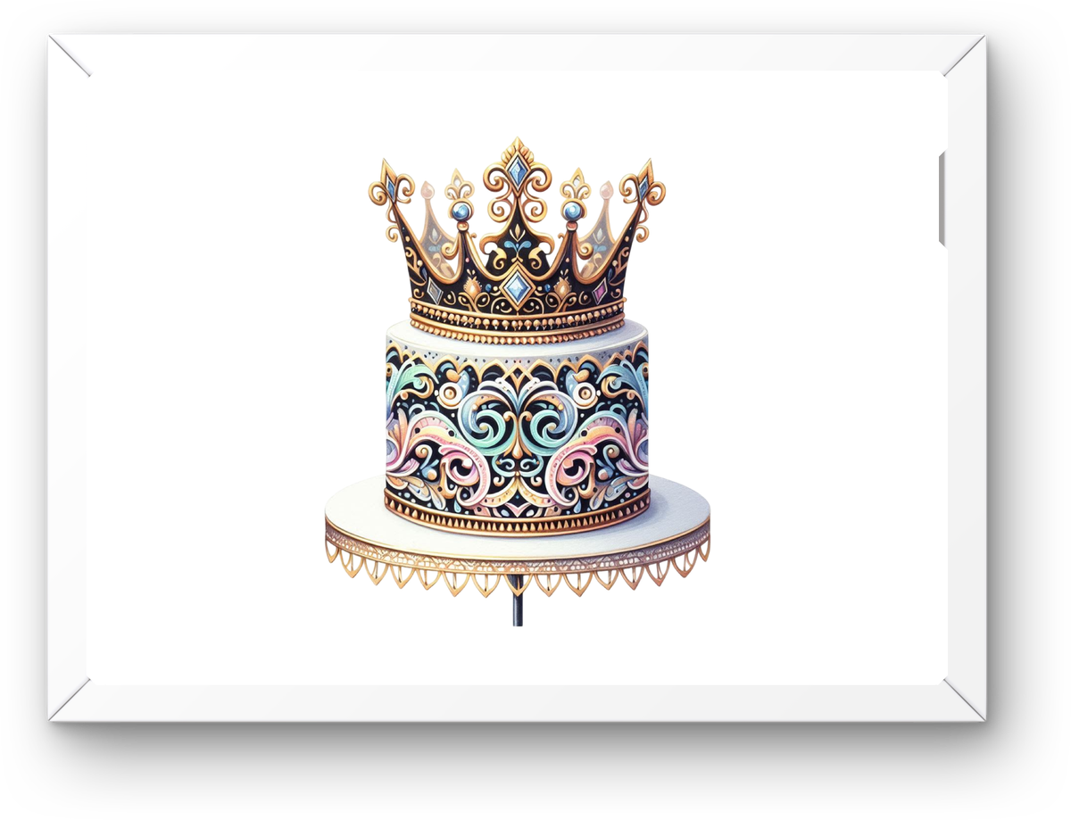 Crowned Cake Wall Art | Ornate Royal Dessert Print | Bakery Kitchen Decor Gift