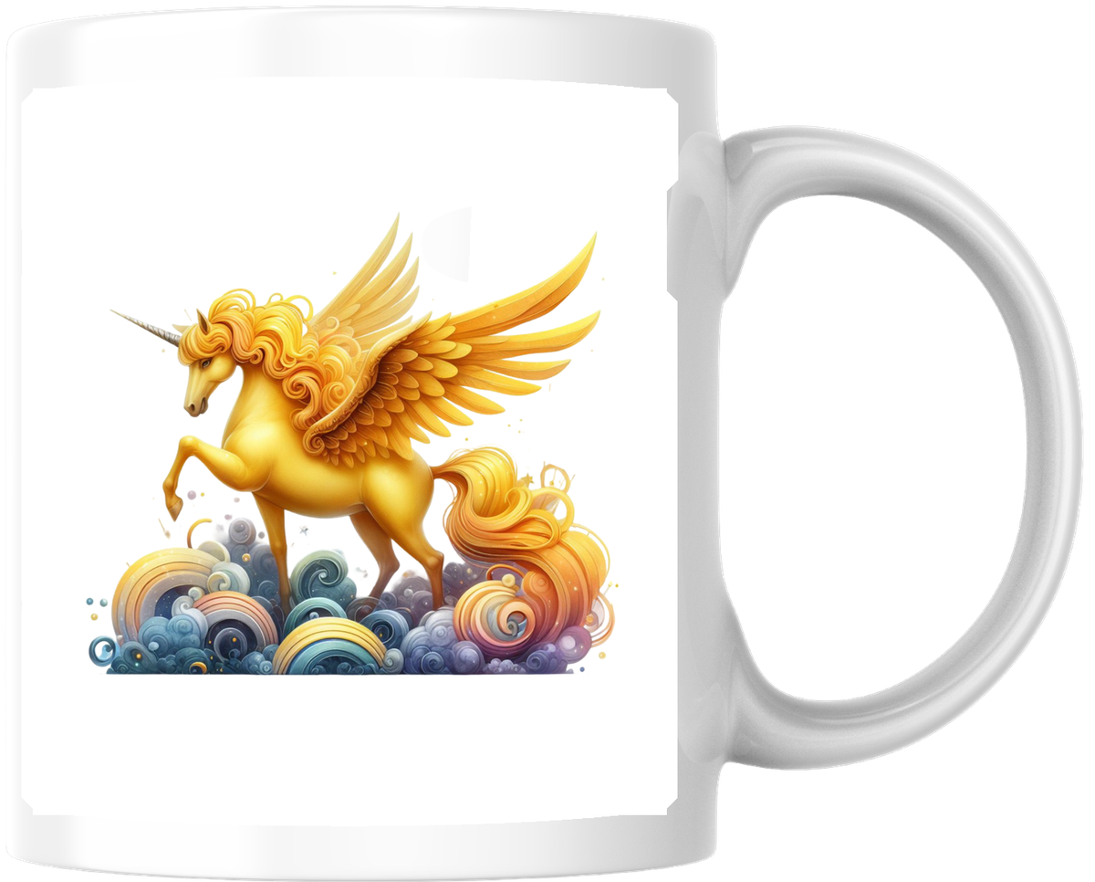 Golden Pegasus Unicorn Mug | Magical Winged Horse Coffee Mug | Fantasy Lover Gift