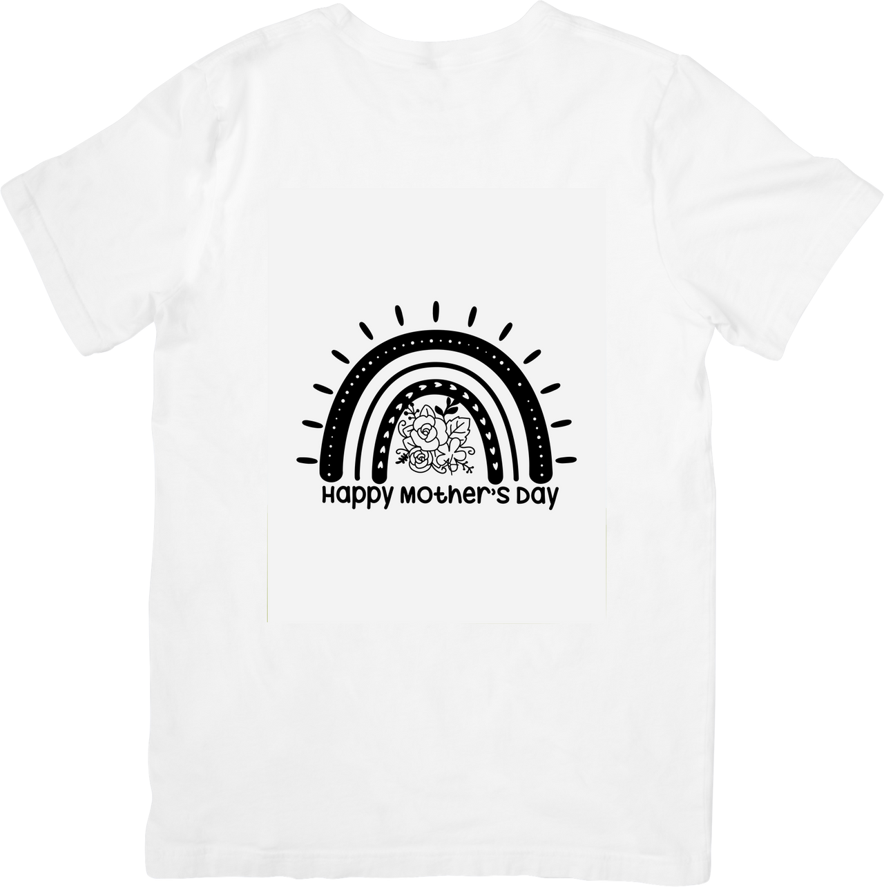 Happy Mothers Day Boho Rainbow T-Shirt | Minimalist Floral Graphic Tee | Mom Appreciation Gift