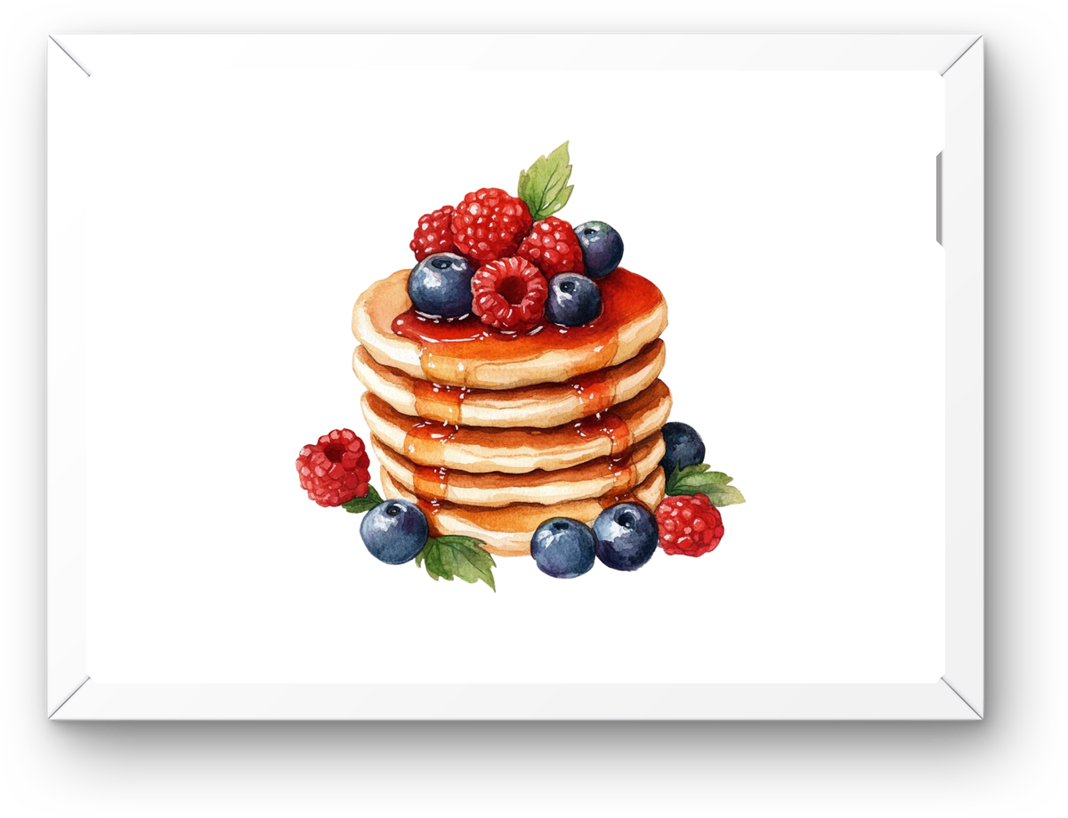 Berry Pancake Stack Wall Art | Watercolor Breakfast Print | Kitchen Foodie Gift