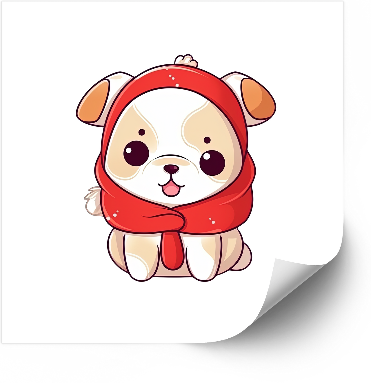 Cute Puppy Winter Scarf Sticker | Kawaii Christmas Dog Vinyl Decal | Holiday Stocking Stuffer