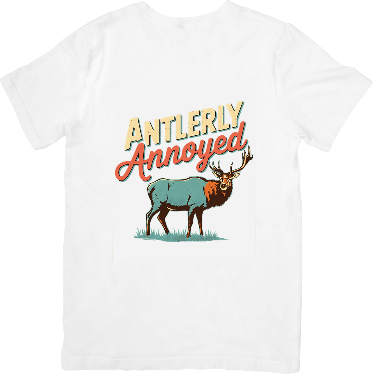 Antlerly Annoyed Elk T-Shirt | Funny Christmas Deer Pun Graphic Tee | Hunting Gift