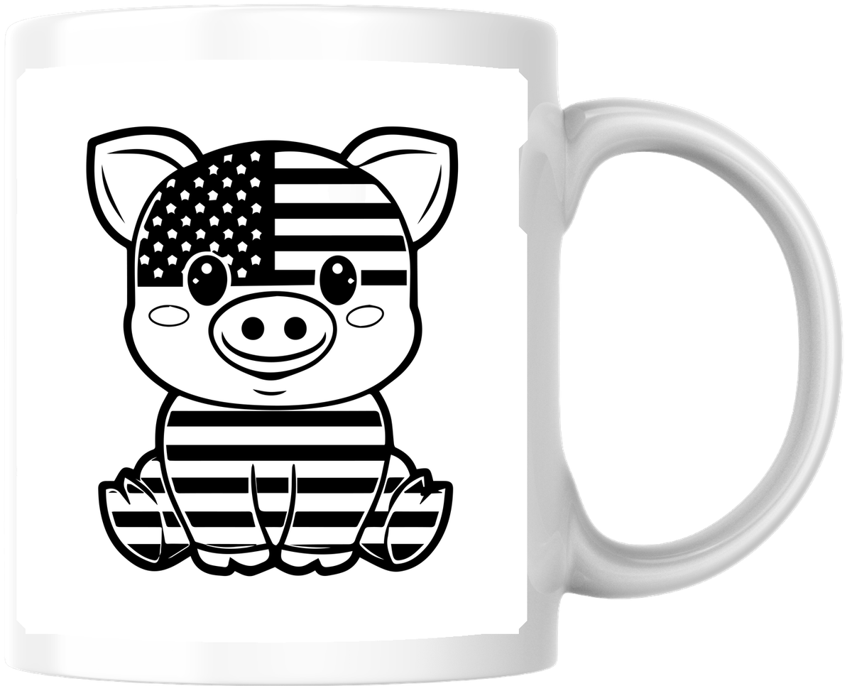 Patriotic Pig Mug | Cute American Flag Piglet Coffee Mug | Farm USA Gift