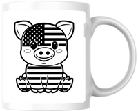 Thumbnail for Patriotic Pig Mug | Cute American Flag Piglet Coffee Mug | Farm USA Gift