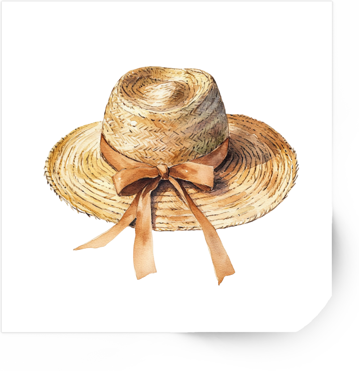 Watercolor Straw Hat Sticker | Rustic Summer Sun Hat Vinyl Decal | Beach Travel Gift