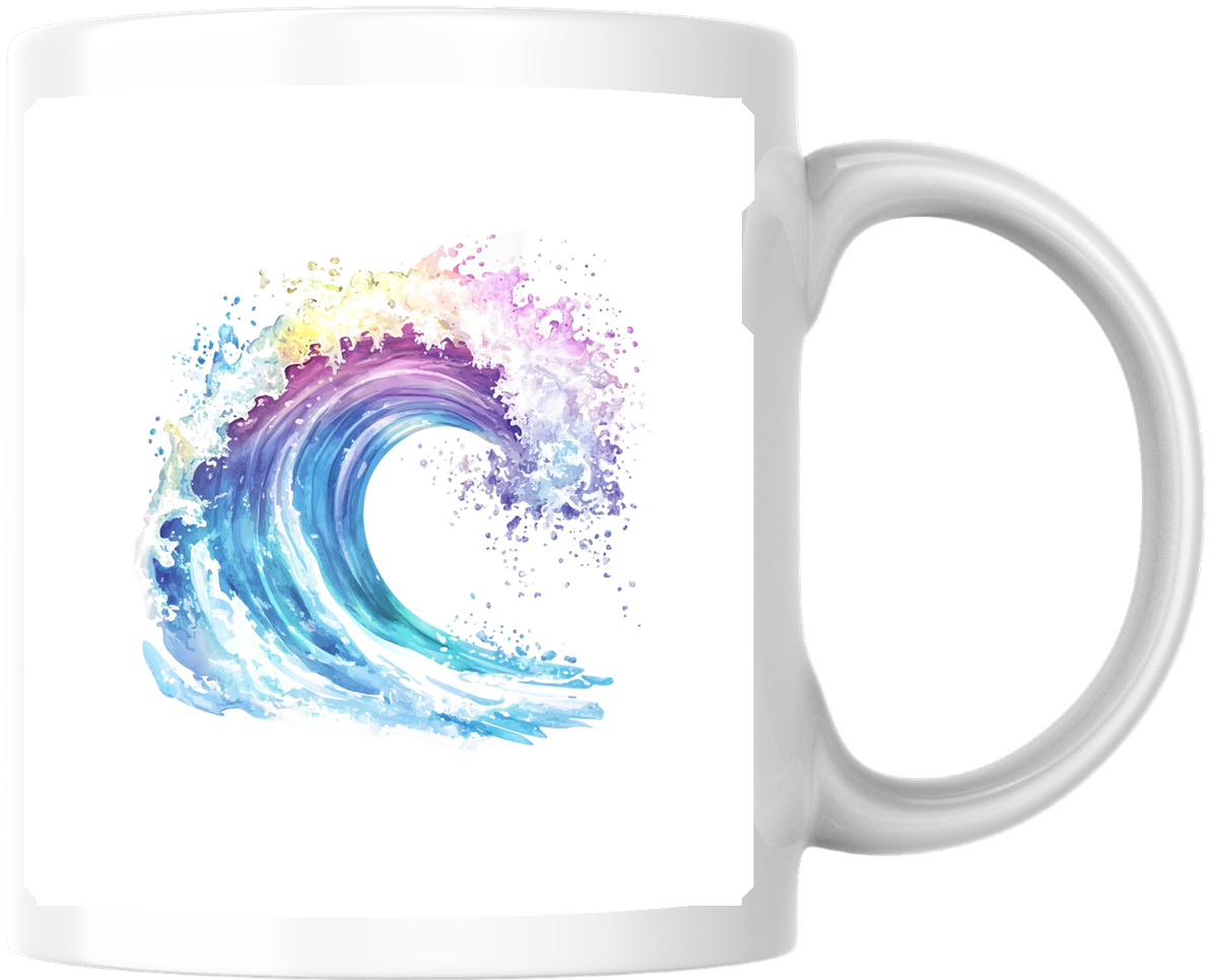 Rainbow Ocean Wave Mug | Watercolor Surf Splash Coffee Mug | Beach Lover Gift