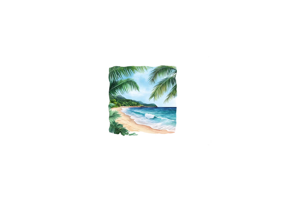 Tropical Beach Throw Pillow | Watercolor Palm & Ocean Decorative Pillow | Coastal Home Gift