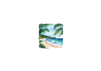 Thumbnail for Tropical Beach Throw Pillow | Watercolor Palm & Ocean Decorative Pillow | Coastal Home Gift