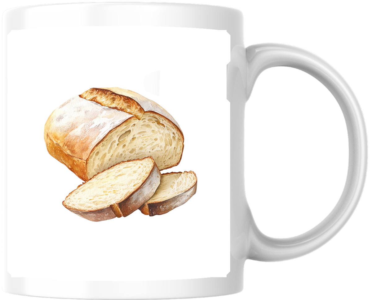 Fresh Bread Loaf Mug | Watercolor Sliced Sourdough Coffee Mug | Baker Foodie Gift