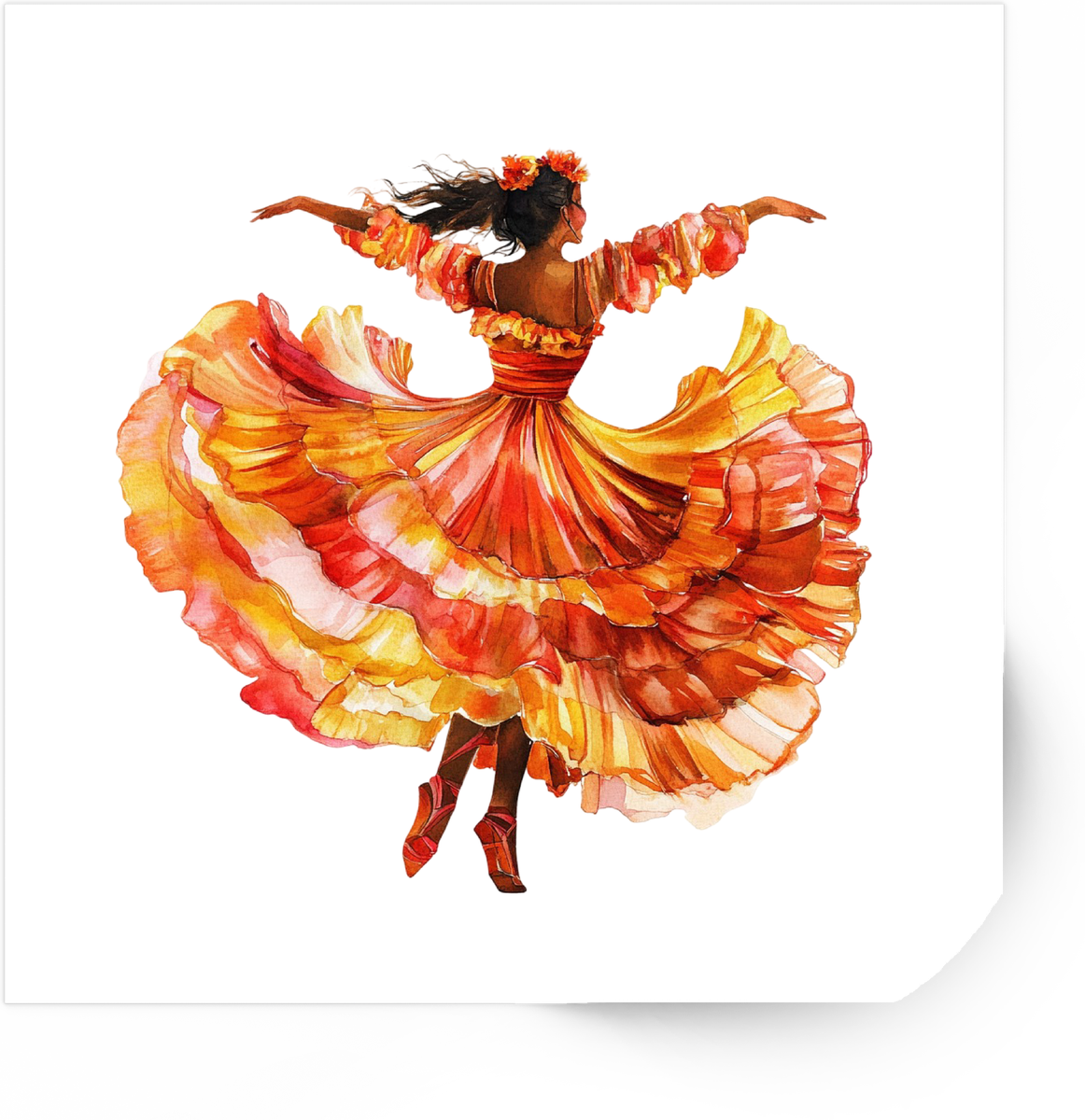 Flamenco Dancer Sticker | Watercolor Fire Dress Vinyl Decal | Spanish Dance Gift