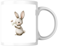 Thumbnail for Cute Bunny with Flower Mug | Watercolor Baby Rabbit Coffee Mug | Spring Animal Lover Gift